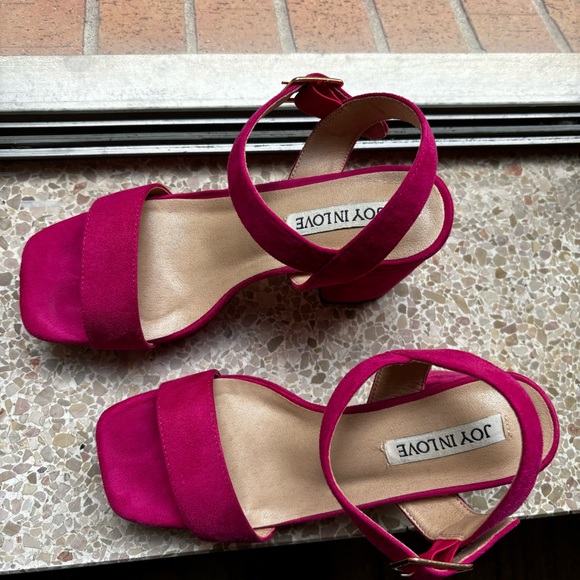 JOY IN LOVE Women's Chunky Platform High Heels Ankle Strap Block Heel Sandals - Picture 6 of 12